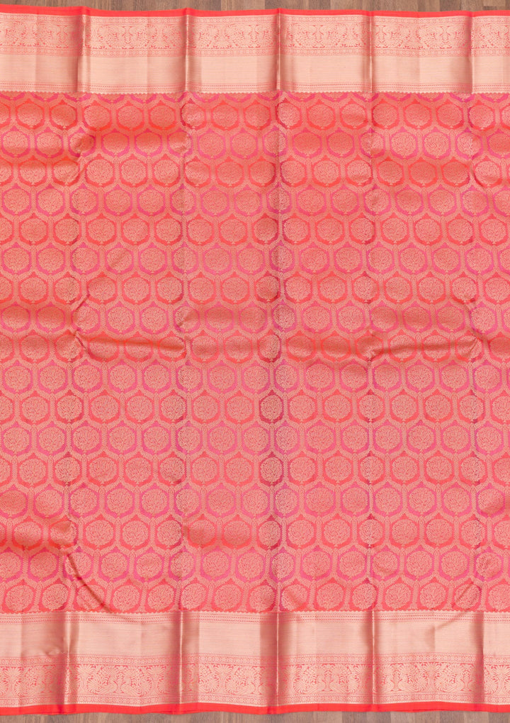 Orange Zariwork Pure Silk Saree-Koskii