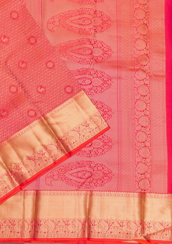 Orange Zariwork Pure Silk Saree-Koskii