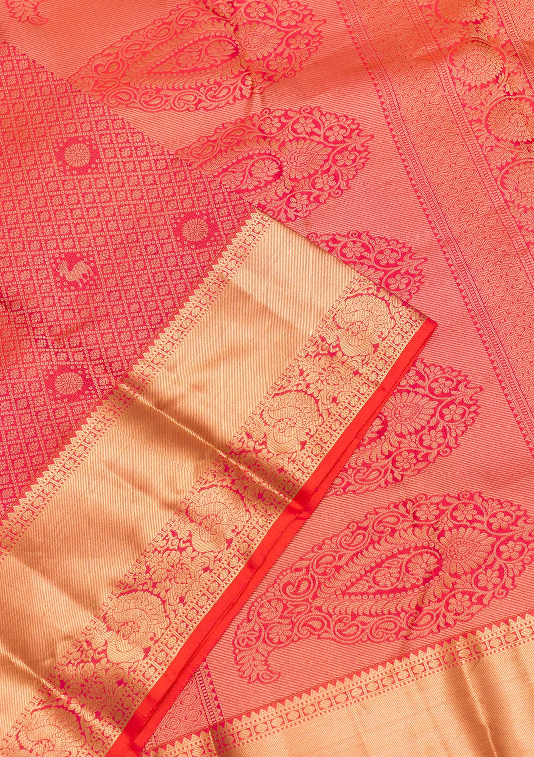 Orange Zariwork Pure Silk Saree-Koskii