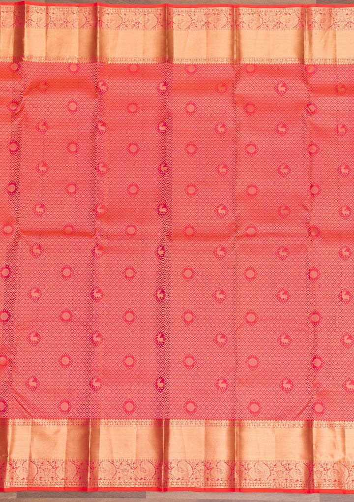 Orange Zariwork Pure Silk Saree-Koskii