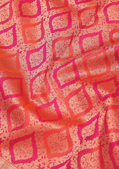 Orange Zariwork Pure Silk Saree-Koskii