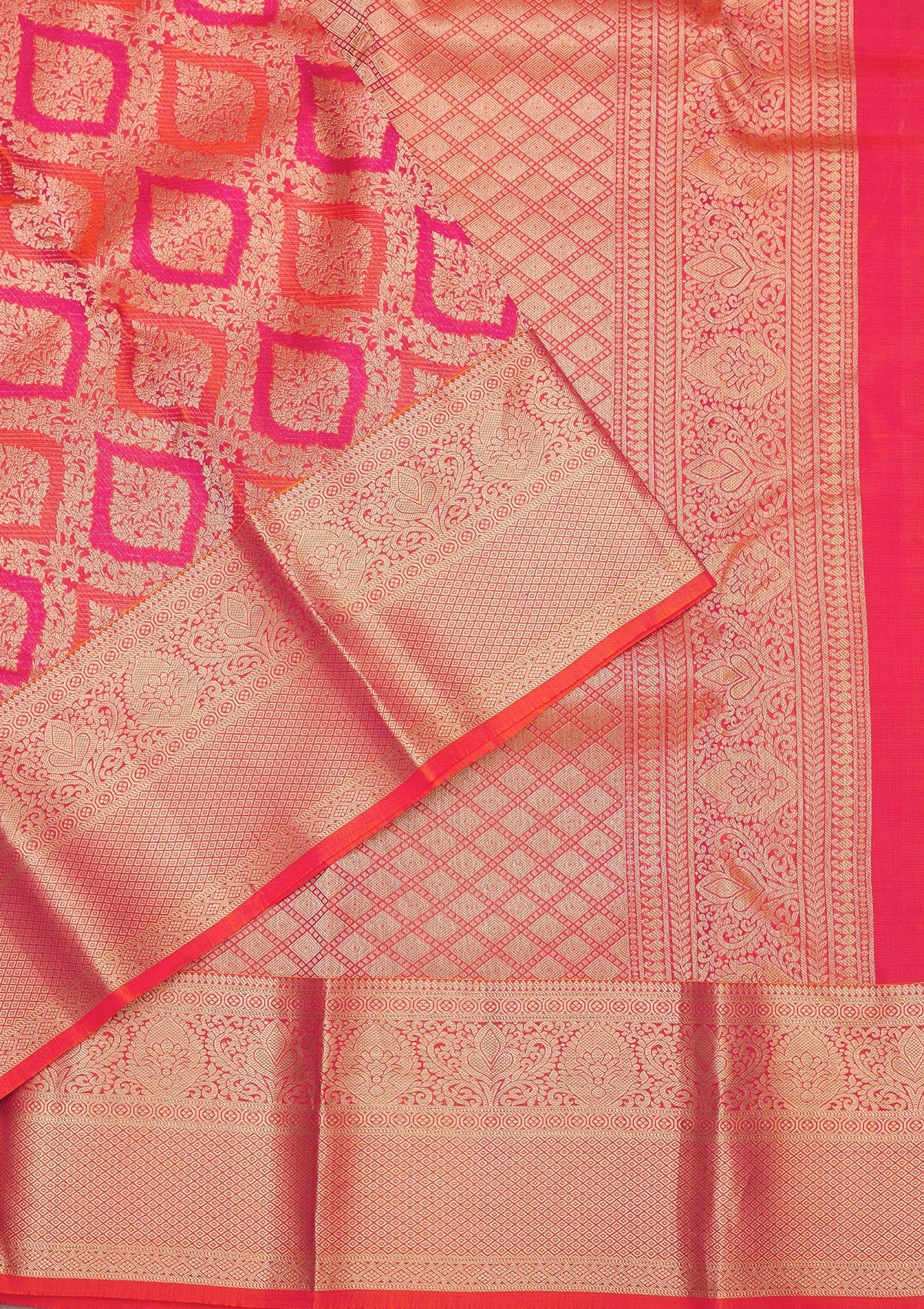 Orange Zariwork Pure Silk Saree-Koskii