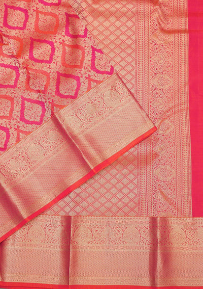 Orange Zariwork Pure Silk Saree-Koskii