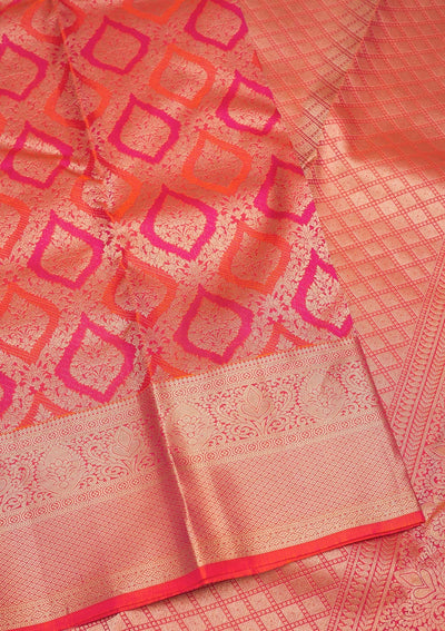 Orange Zariwork Pure Silk Saree-Koskii