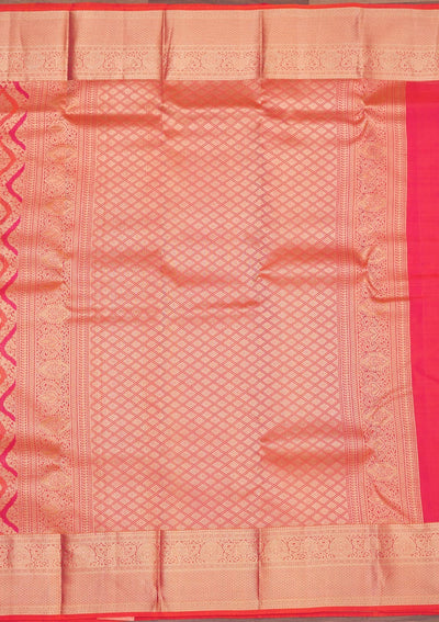 Orange Zariwork Pure Silk Saree-Koskii