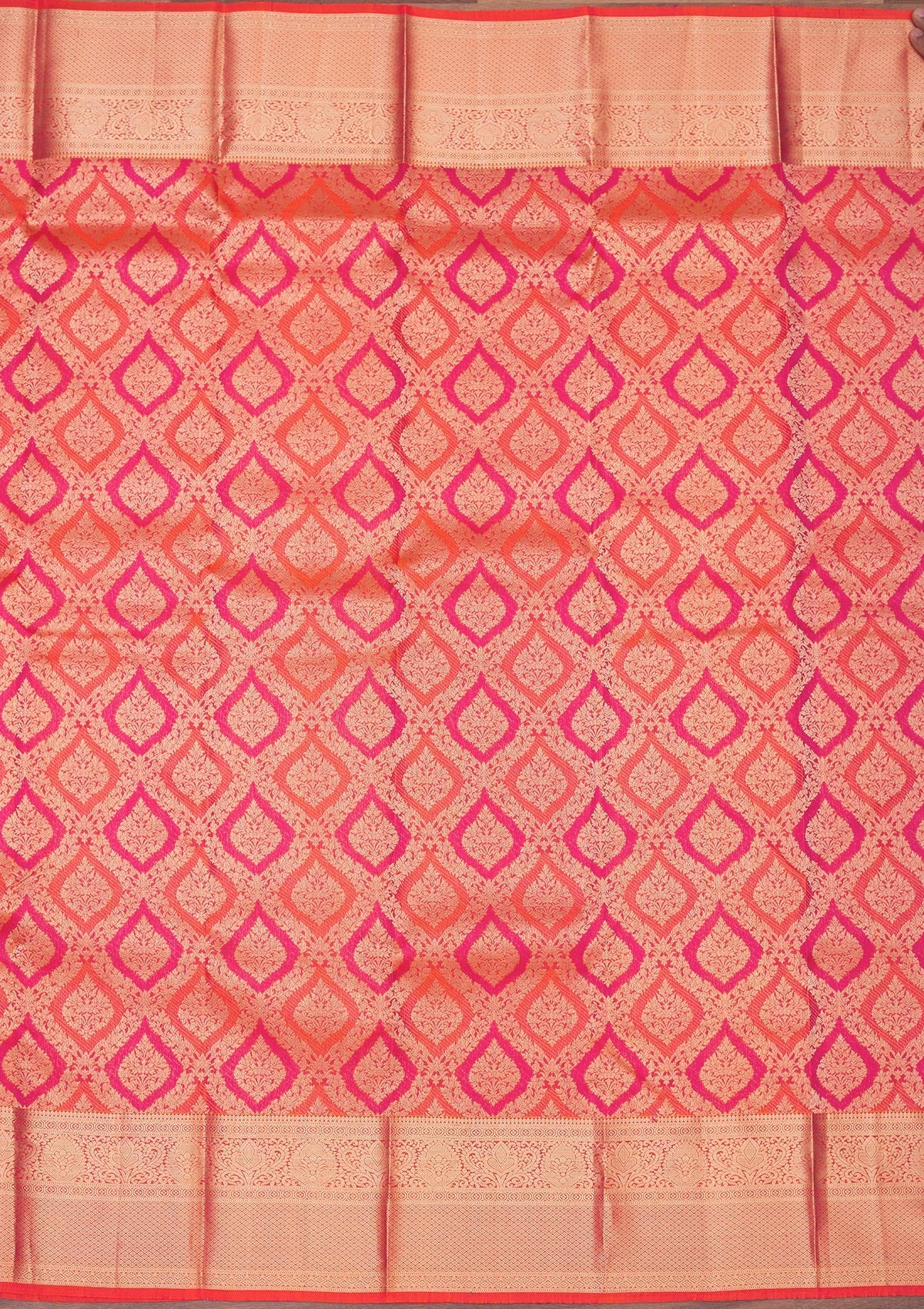 Orange Zariwork Pure Silk Saree-Koskii