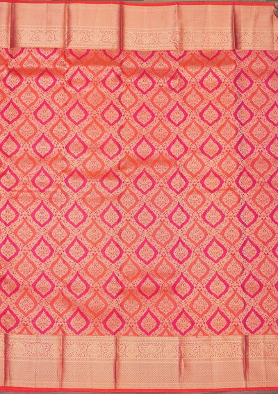 Orange Zariwork Pure Silk Saree-Koskii