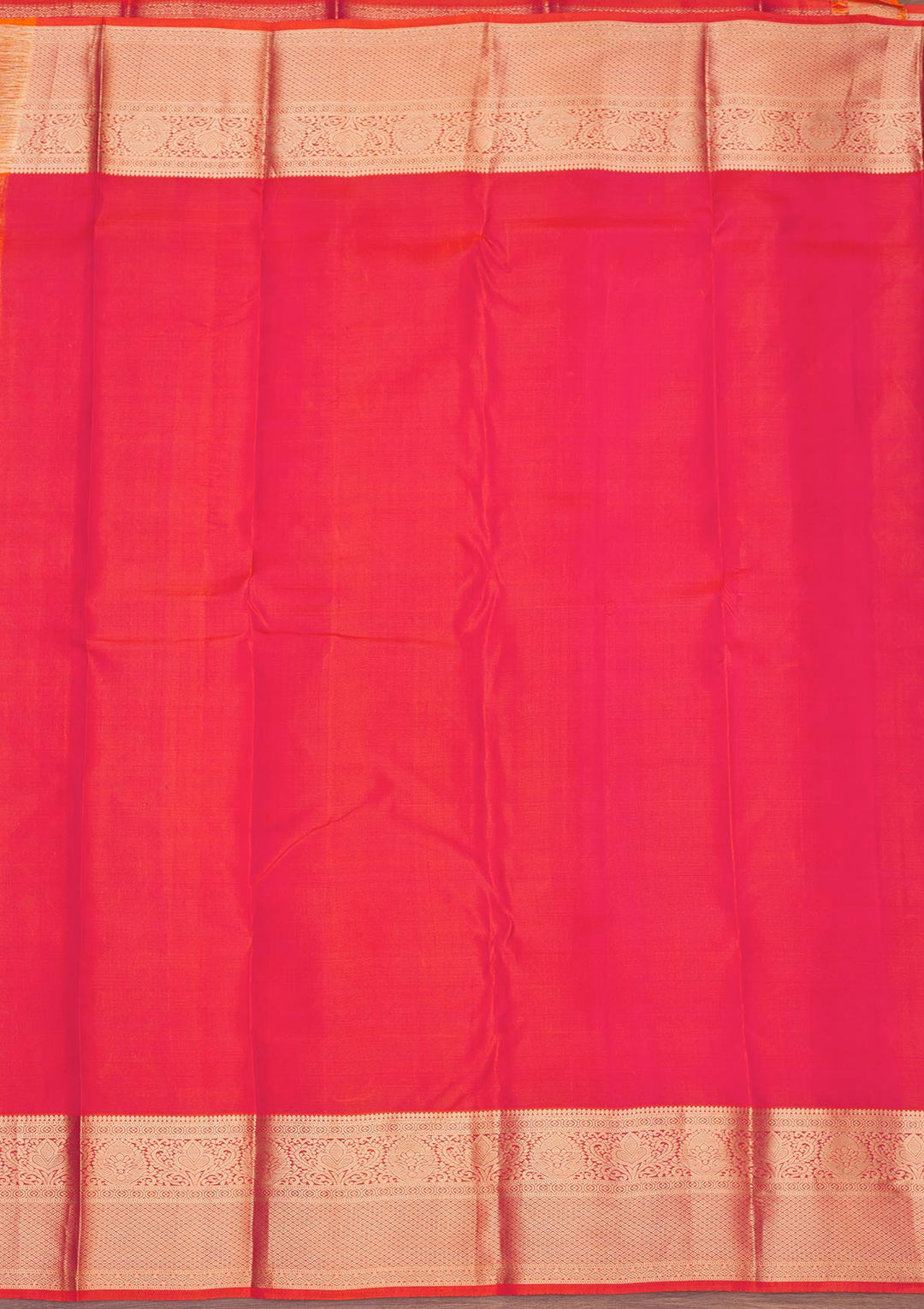 Orange Zariwork Pure Silk Saree-Koskii