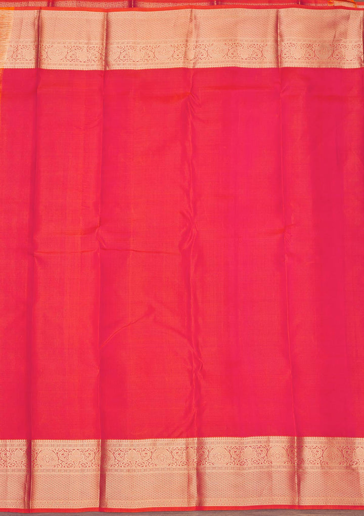 Orange Zariwork Pure Silk Saree-Koskii