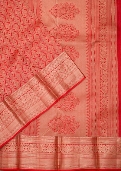 Orange Zariwork Pure Silk Saree-Koskii