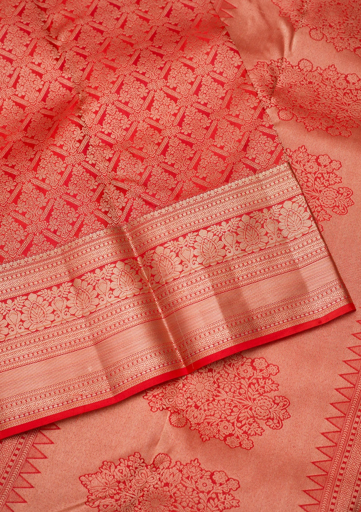 Orange Zariwork Pure Silk Saree-Koskii