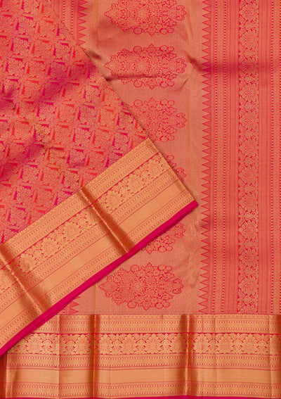 Orange Zariwork Pure Silk Saree-Koskii