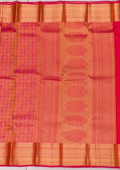 Orange Zariwork Pure Silk Saree-Koskii