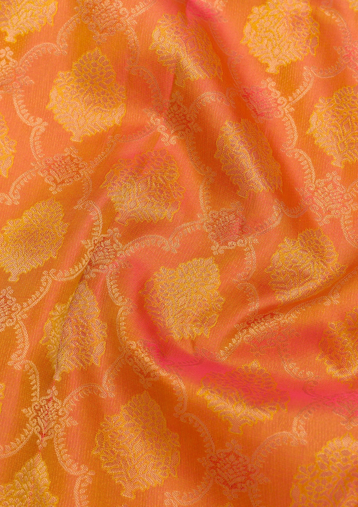 Orange Zariwork Pure Silk Saree-Koskii