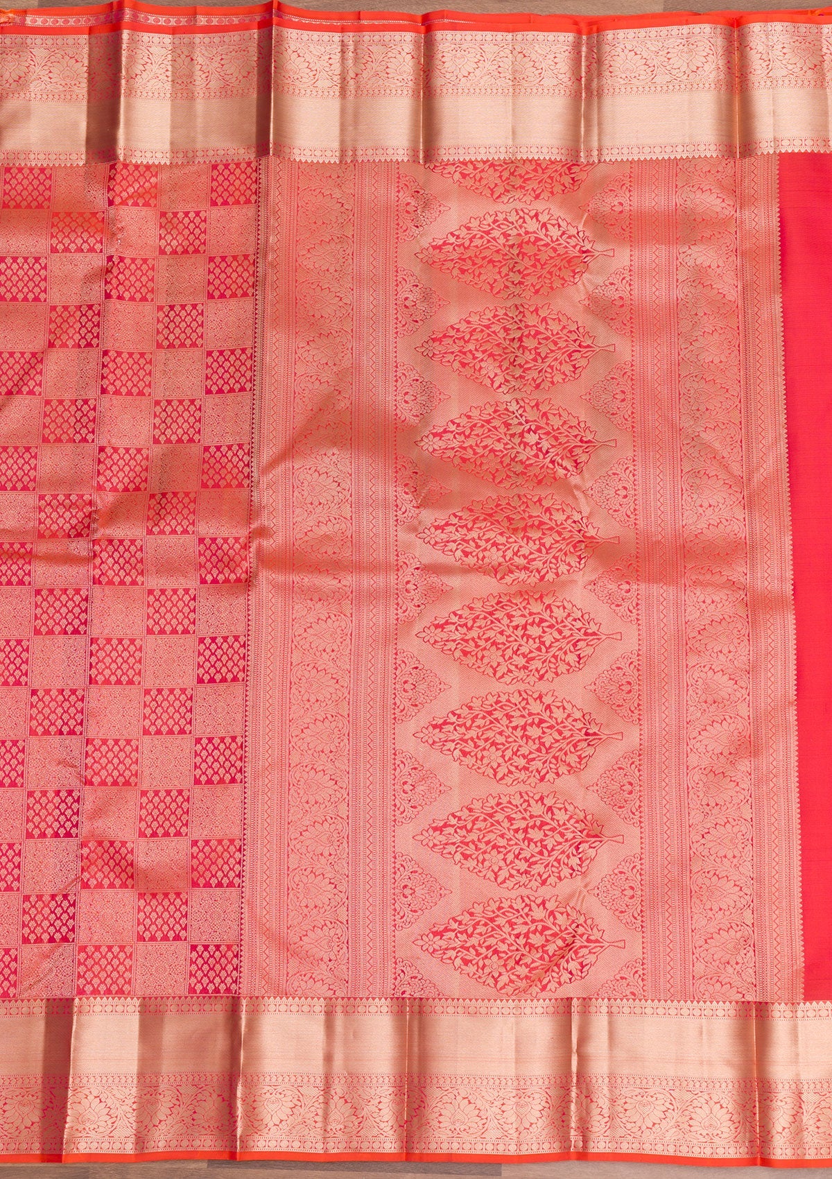 Orange Zariwork Pure Silk Saree-Koskii