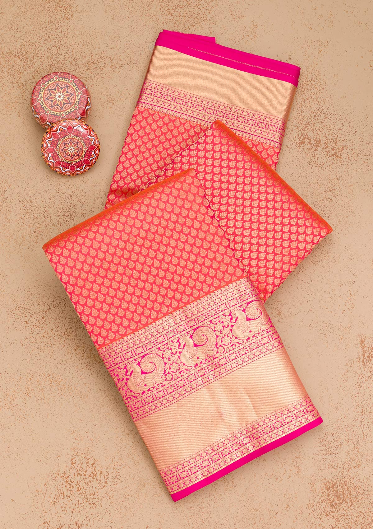 Orange Zariwork Pure Silk Saree-Koskii