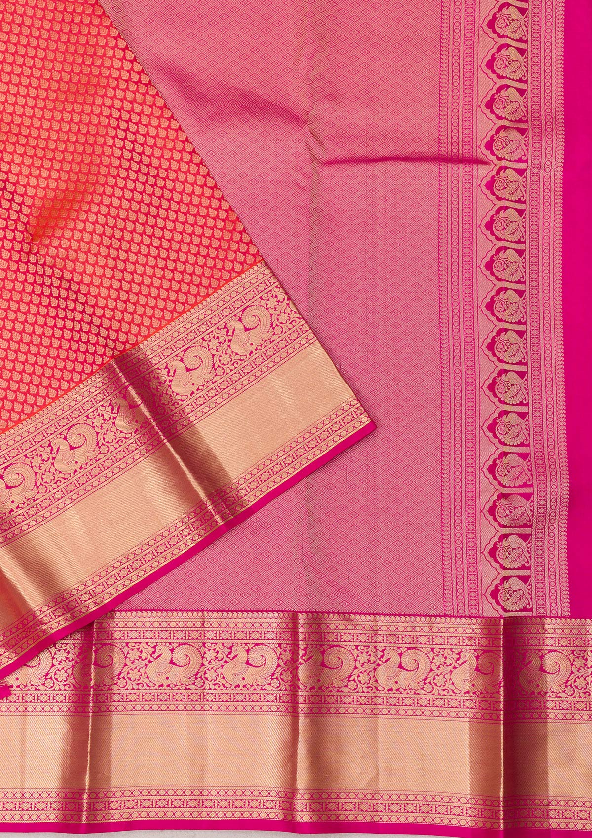 Orange Zariwork Pure Silk Saree-Koskii