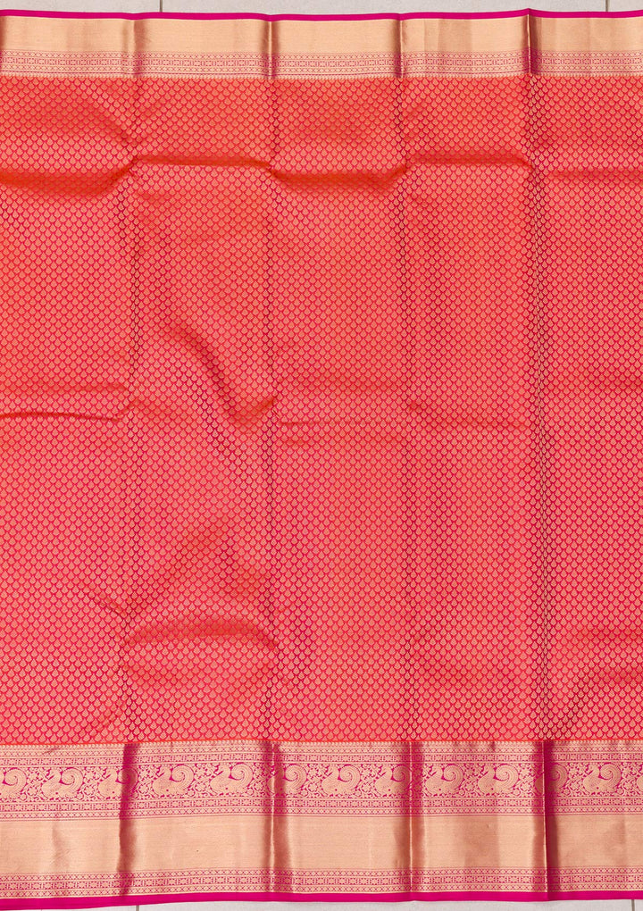 Orange Zariwork Pure Silk Saree-Koskii