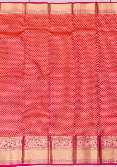 Orange Zariwork Pure Silk Saree-Koskii