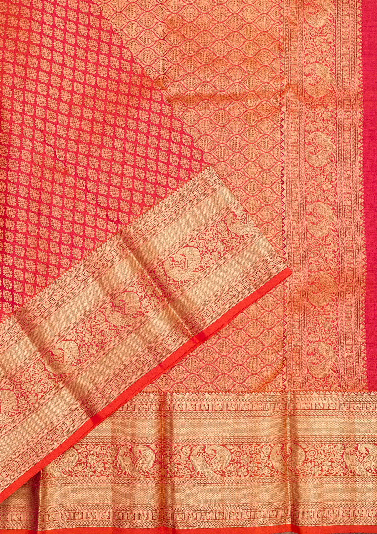 Orange Zariwork Pure Silk Saree-Koskii