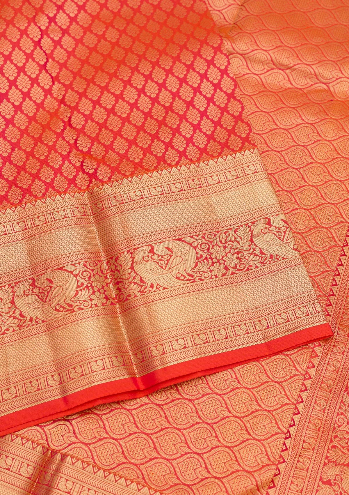 Orange Zariwork Pure Silk Saree-Koskii