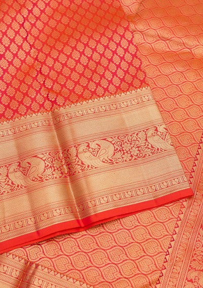 Orange Zariwork Pure Silk Saree-Koskii