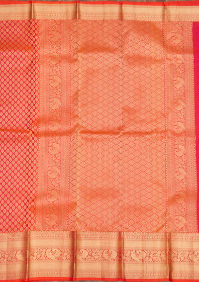 Orange Zariwork Pure Silk Saree-Koskii