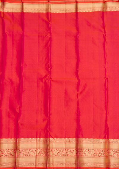 Orange Zariwork Pure Silk Saree-Koskii