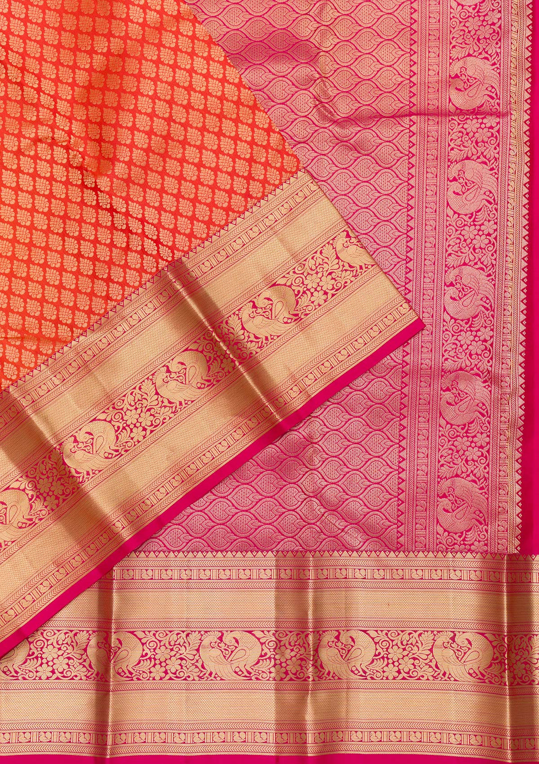 Orange Zariwork Pure Silk Saree-Koskii