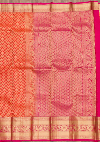 Orange Zariwork Pure Silk Saree-Koskii