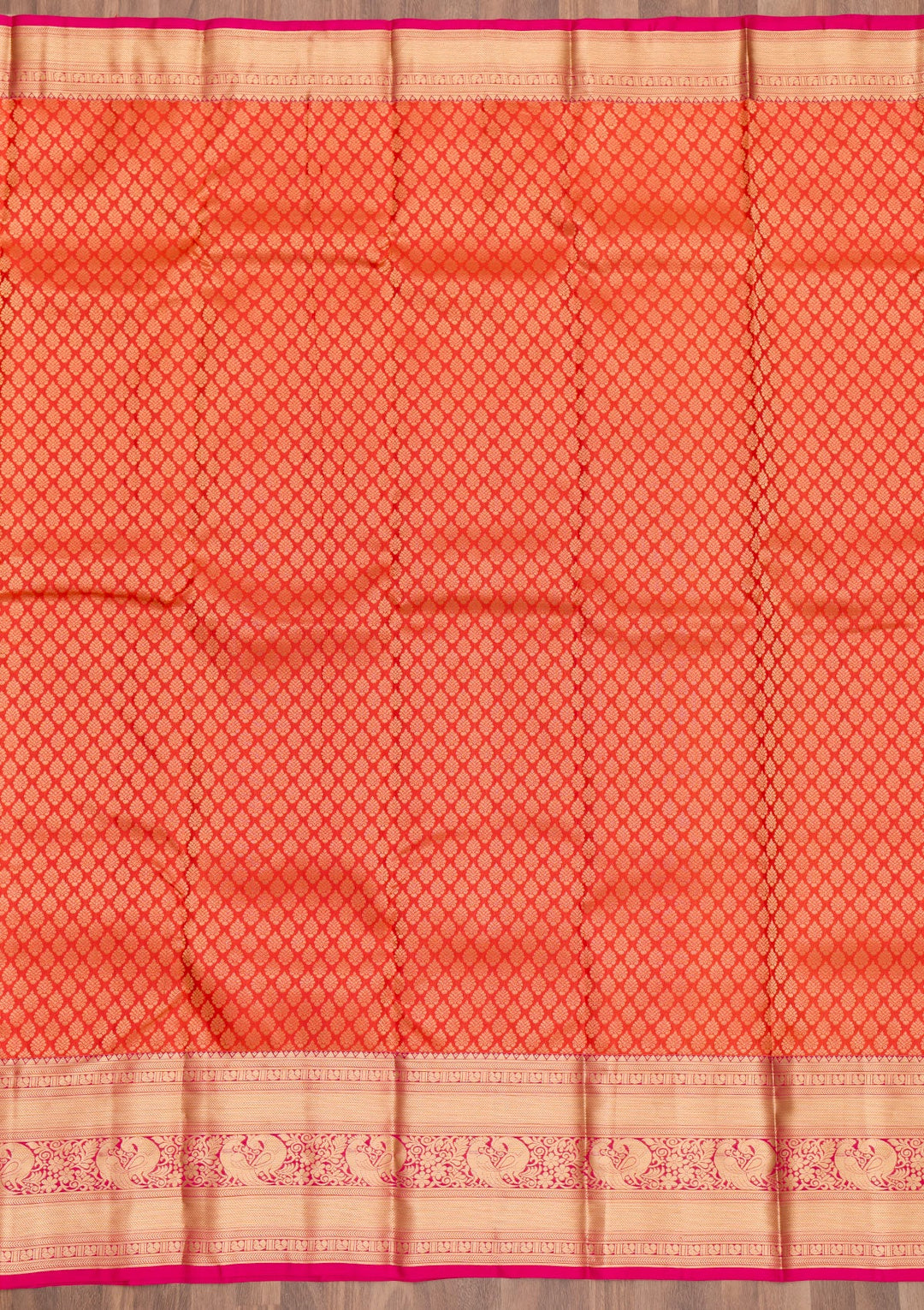 Orange Zariwork Pure Silk Saree-Koskii