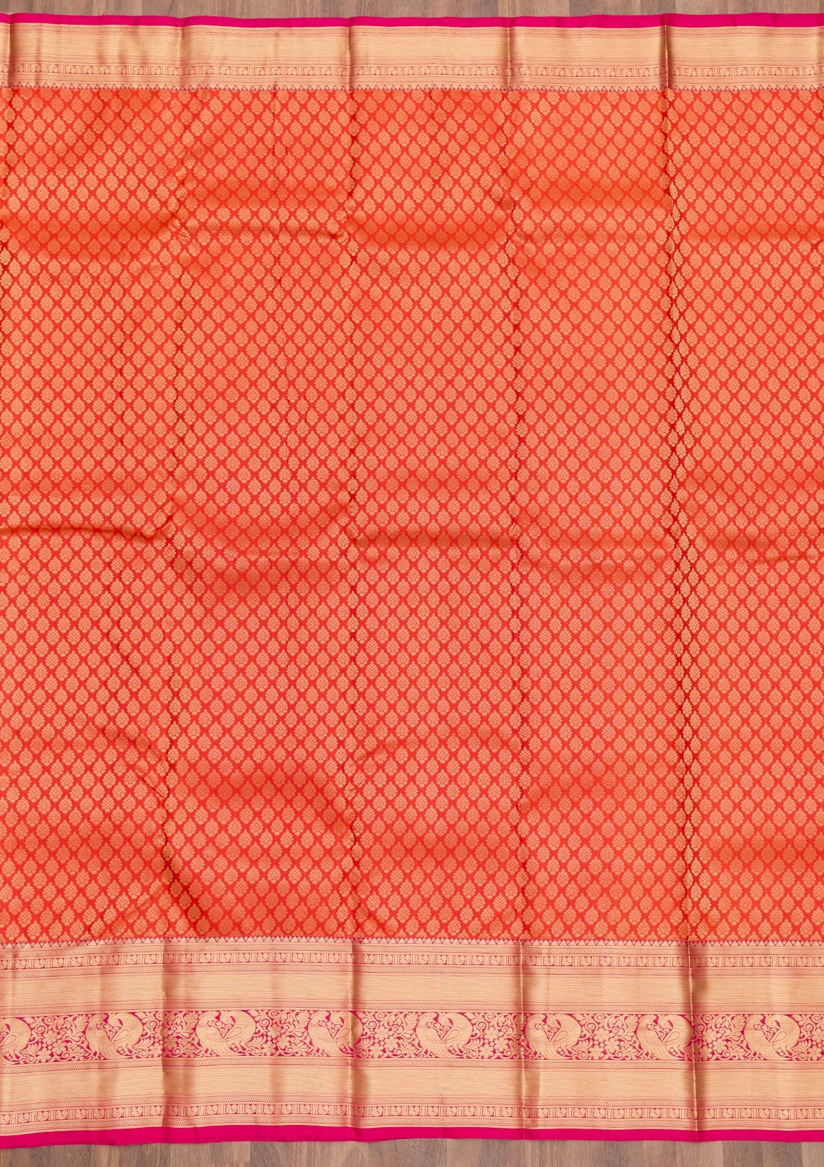 Orange Zariwork Pure Silk Saree-Koskii
