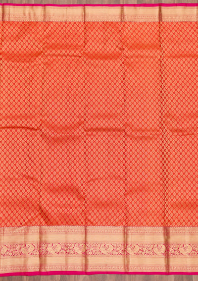 Orange Zariwork Pure Silk Saree-Koskii