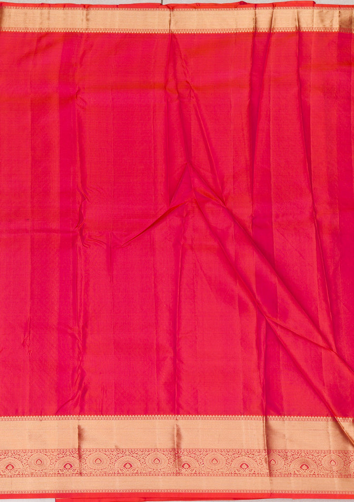 Orange Zariwork Pure Silk Saree-Koskii