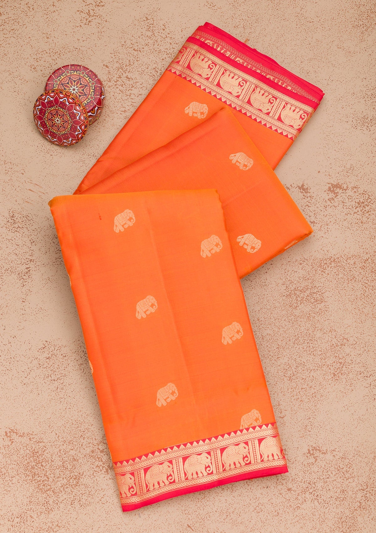 Orange Zariwork Pure Silk Saree-Koskii