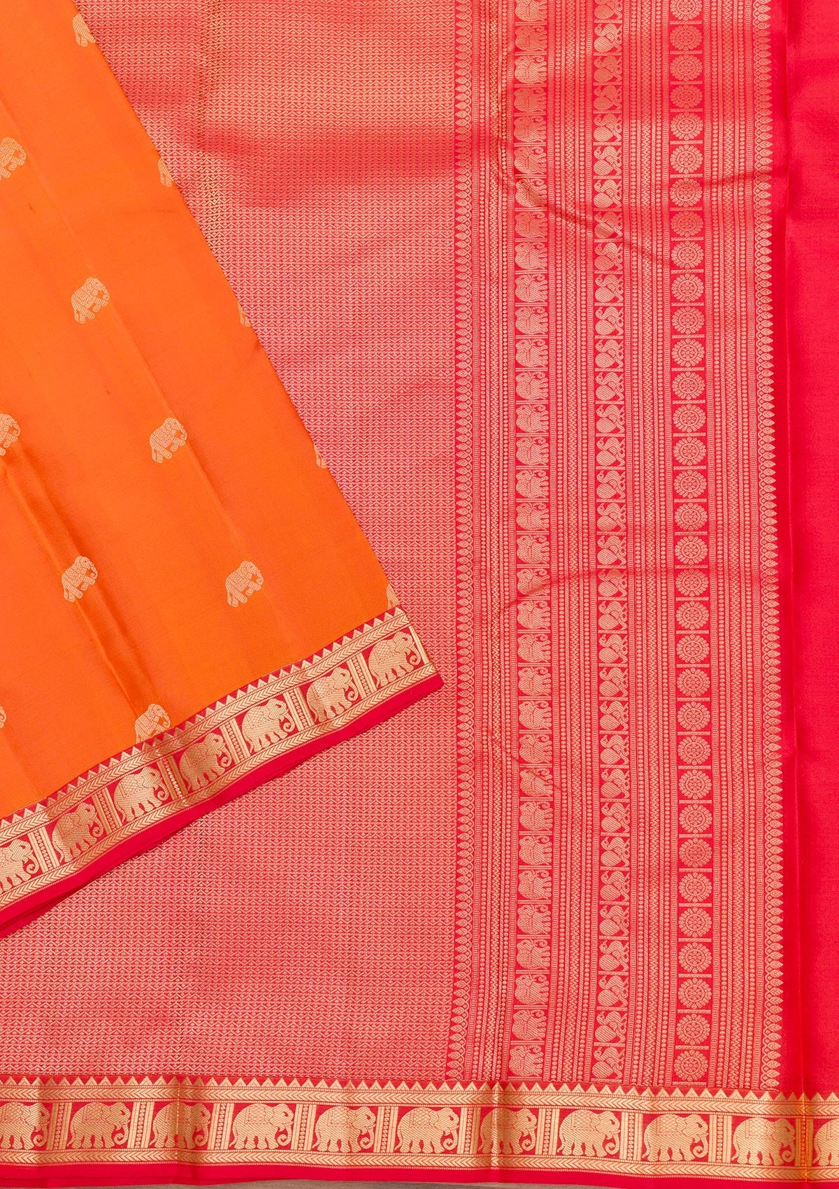 Orange Zariwork Pure Silk Saree-Koskii