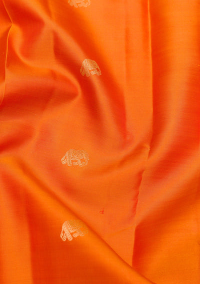 Orange Zariwork Pure Silk Saree-Koskii