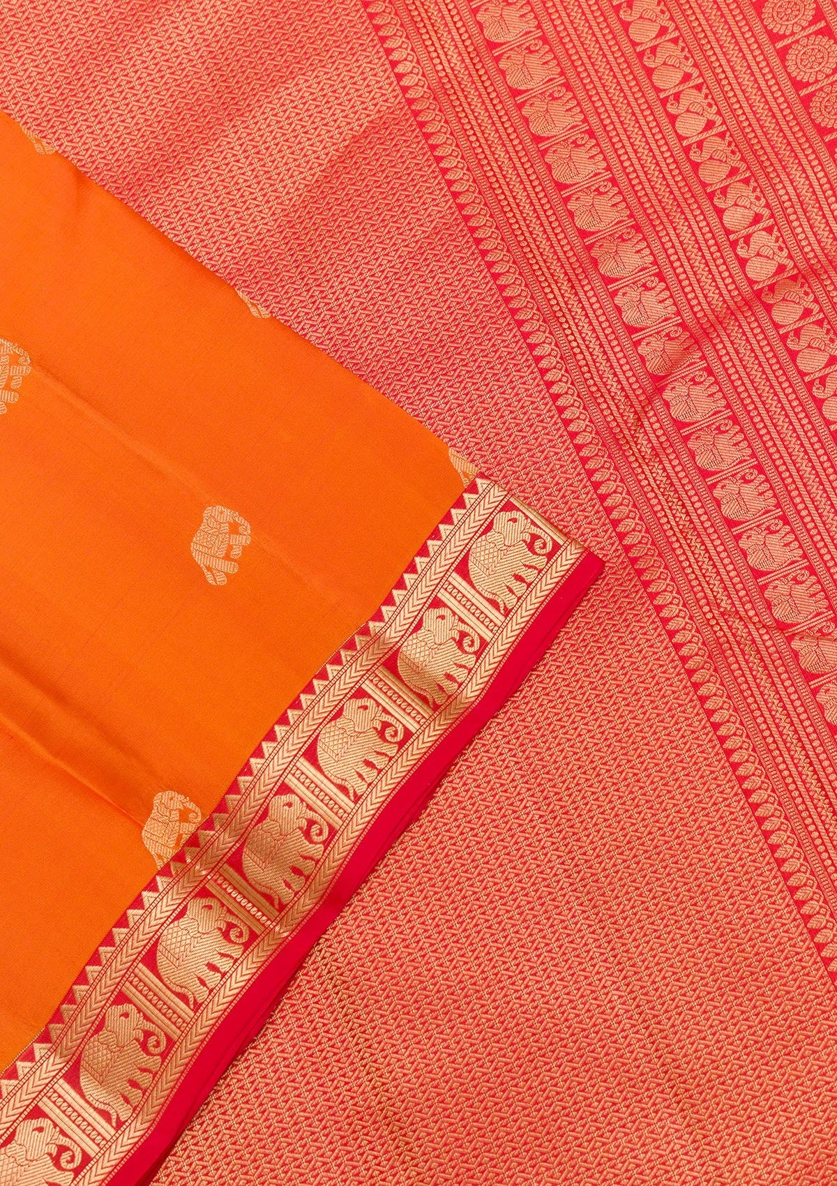 Orange Zariwork Pure Silk Saree-Koskii