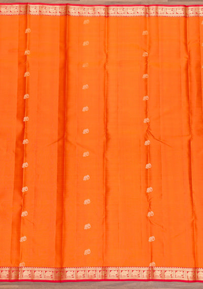 Orange Zariwork Pure Silk Saree-Koskii