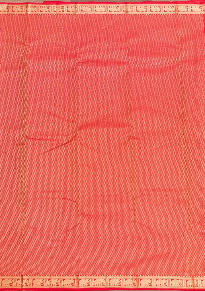 Orange Zariwork Pure Silk Saree-Koskii