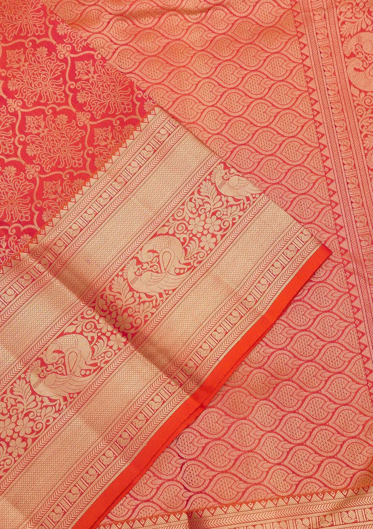 Orange Zariwork Pure Silk Saree-Koskii