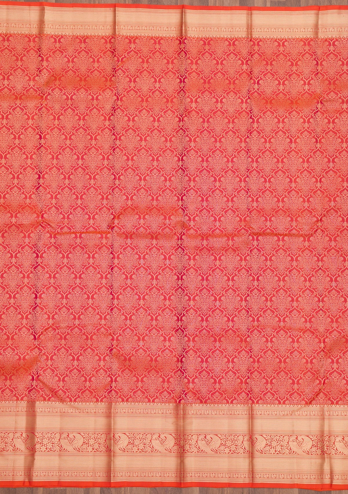 Orange Zariwork Pure Silk Saree-Koskii