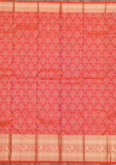 Orange Zariwork Pure Silk Saree-Koskii