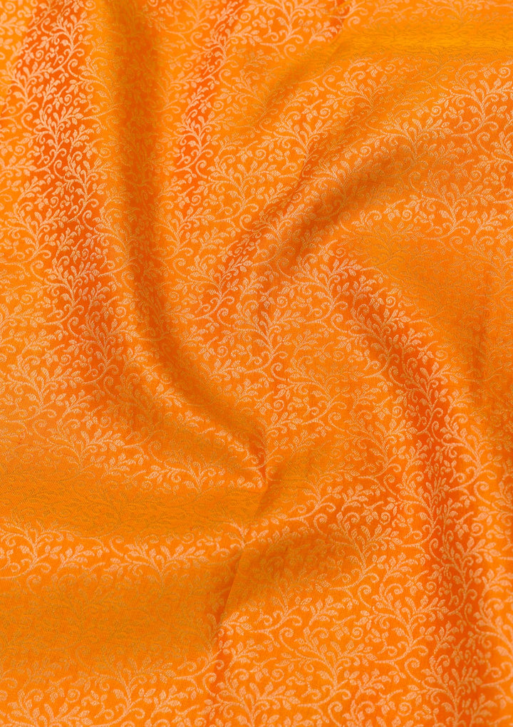 Orange Zariwork Pure Silk Saree-Koskii