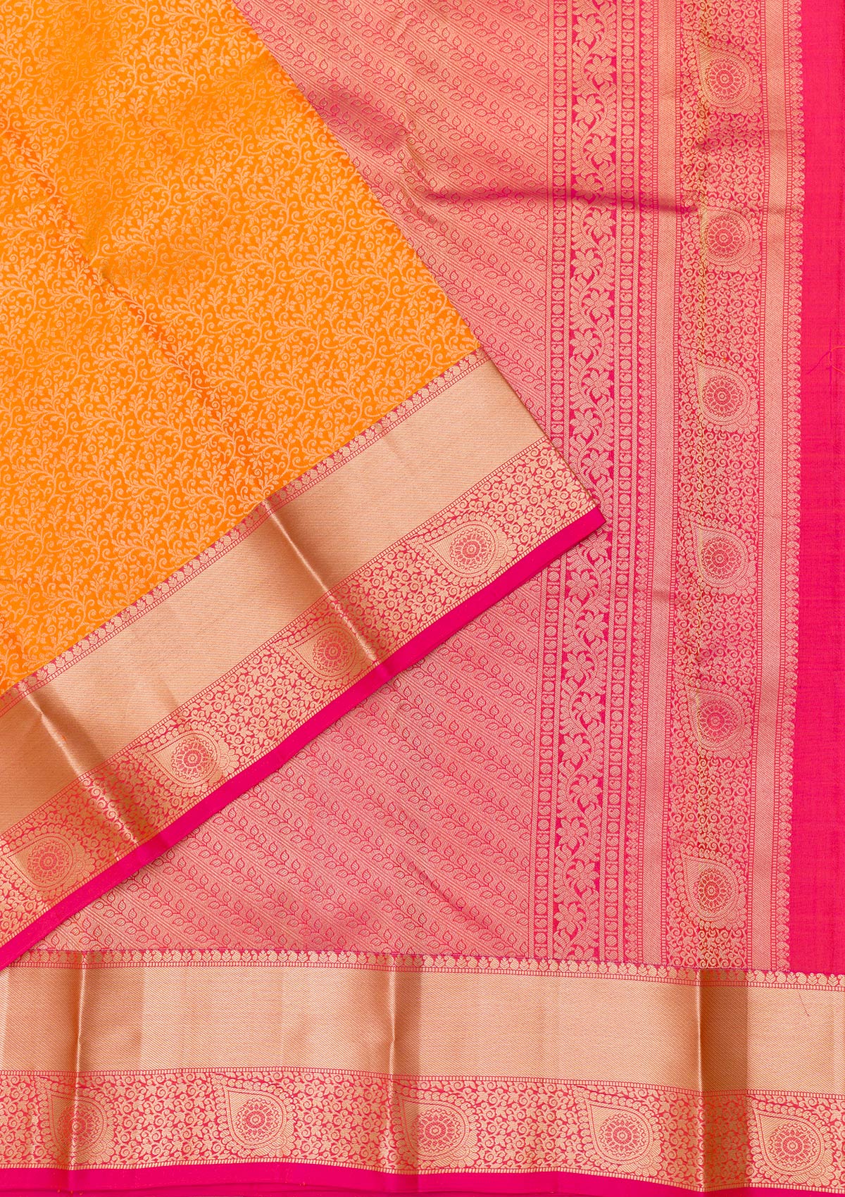 Orange Zariwork Pure Silk Saree-Koskii