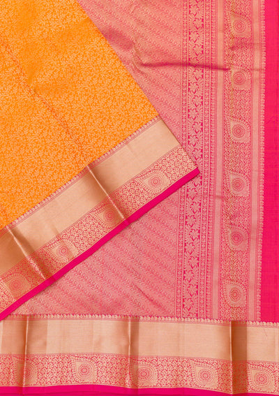Orange Zariwork Pure Silk Saree-Koskii