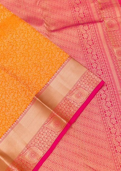 Orange Zariwork Pure Silk Saree-Koskii