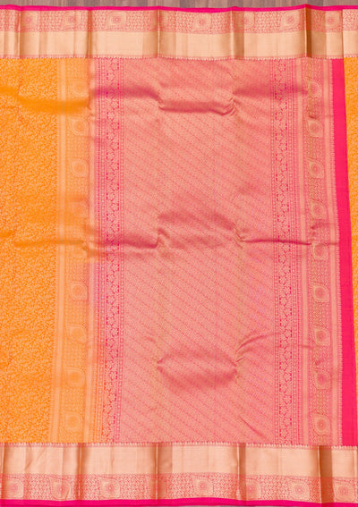 Orange Zariwork Pure Silk Saree-Koskii