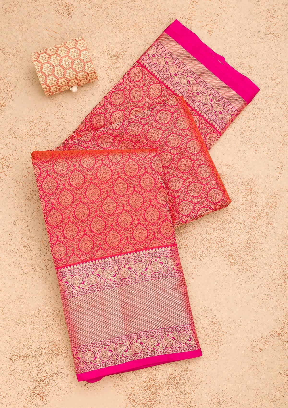 Orange Zariwork Pure Silk Saree-Koskii