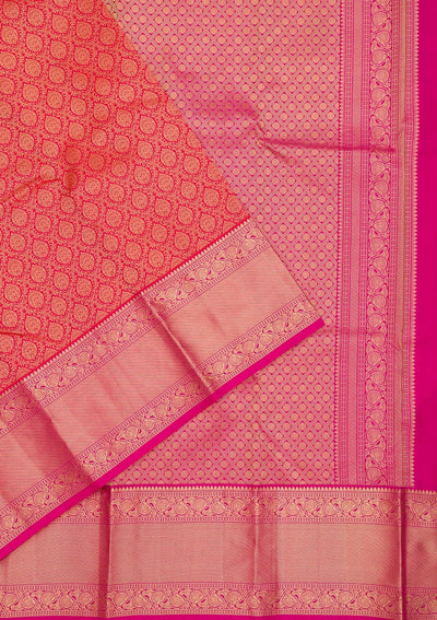 Orange Zariwork Pure Silk Saree-Koskii